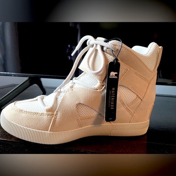 Sorel Women’s Out N About Sport Wedge Bootie ✨ Size 9.5 | neutral cream lace up - Picture 14 of 16
